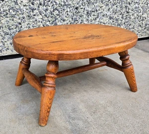 Vintage primitiver Bauernhaus Massivholz ovaler Tritthocker - Bild 1 von 7