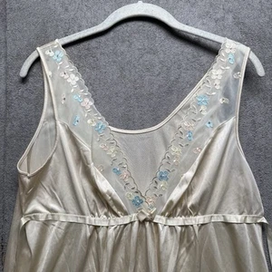 Vtg Vanity Fair Babydoll Slip Dress M (36) Light Gold Maxi Coquette Dainty Long - Picture 1 of 8