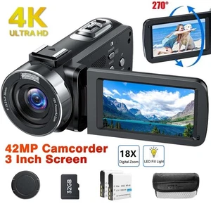 4K Videokamera Camcorder 42MP YouTube Vlogging Kamera Digital 18x Zoom & Webcam - Bild 1 von 8