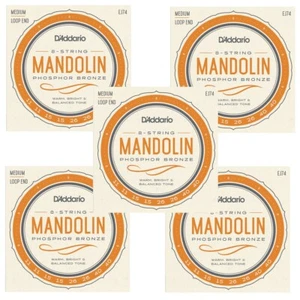 D'Addario Mandolin Strings 5 Sets EJ74 (formerly J74) Medium .011-.040 - Picture 1 of 5