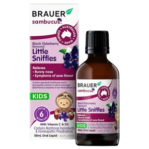 Brauer Sambucus Little Sniffles Kids Oral Liquid 50mL Black Elderberry 6 Months - Picture 1 of 1