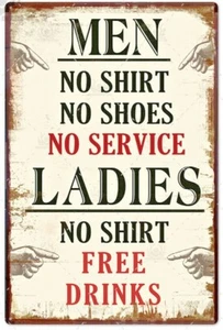No Shirt No Shoes No Service Blechschild 12" x 8" - Bild 1 von 2