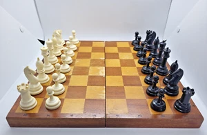 Vintage plastic chess USSR with board 32 cm full set rare design board games - Picture 1 of 24