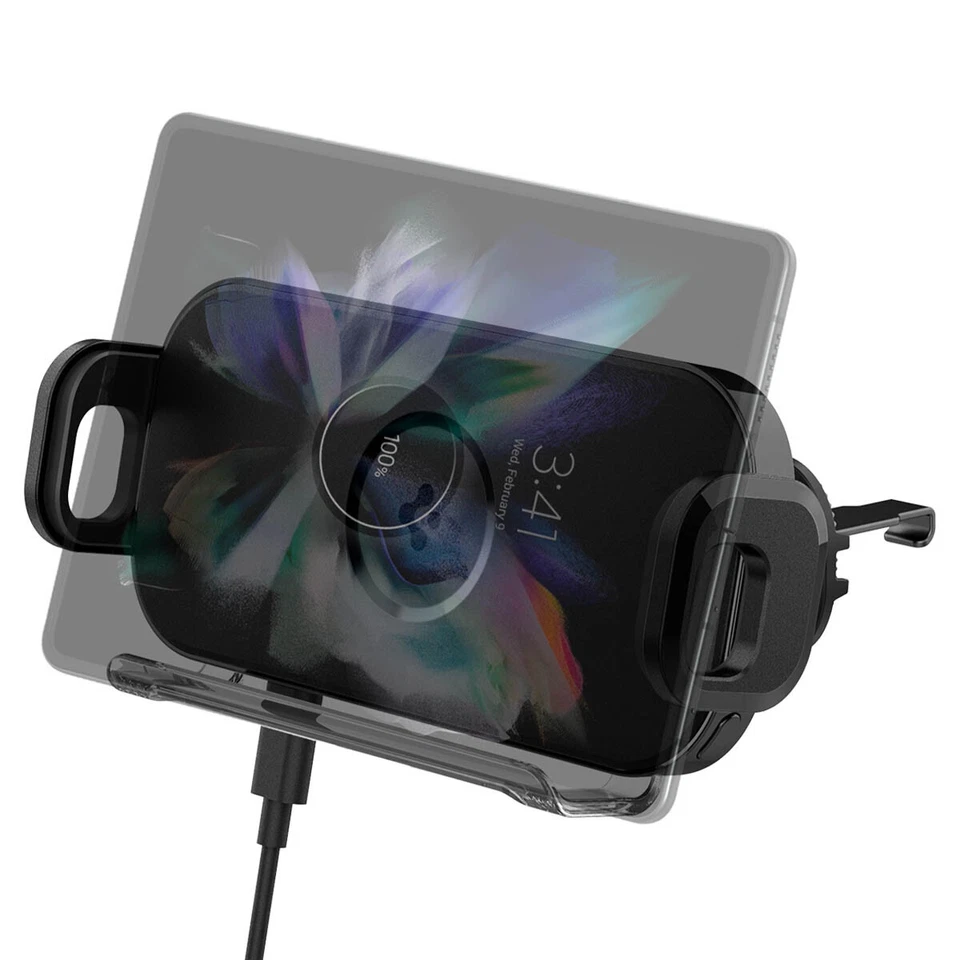 For Galaxy Z Fold 4 & 3 Wireless Car Charger | Spigen [OneTap] Car Mount Airvent - Image 1 of 4