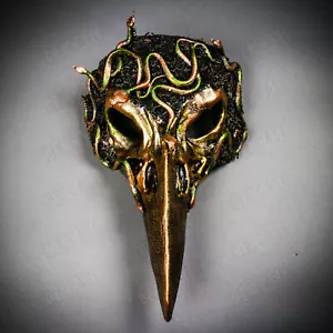 Medusa Schlange Totenkopf Rabennase Wald Gold Masqueade schöne Handarbeit Party Maske - Bild 1 von 8
