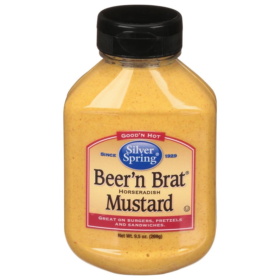 Silver Springs Mustard Beer Brat BBQ Favorite 9.5 Oz for Hamburger and Hot Dog