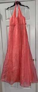 BLONDIE NITES MANGO COLOR HALTER FORMAL GOWN BY LINDA BERNELL SIZE 13 NWT - Picture 1 of 7