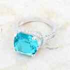 Sparkle Points✨ Size 7, 6.2ct Aqua CZ Rhodium Statement Ring 🌟 Gift Box