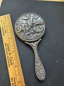 Vintage Small Repousse Silverplate Hand Mirror Hans Jensen Denmark Art Nouveau - Picture 1 of 7