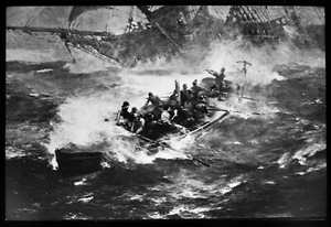 LIFEBOAT ACERCÁNDOSE AL NAUFRAGIO C1890 ANTIGUO VICTORIANO Magic Lantern Slide - Imagen 1 de 3