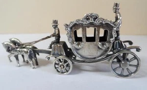 ANTIQUE SILVER ROYAL COACH WITH TWO HORSES AND COACHMEN! #6 - Picture 1 of 1