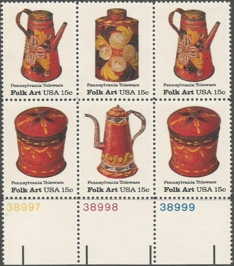 Plate Block of 6 stamps - Scott 1775-78 - 15 cent - Folk Art - 1979 - MNH - Image 1 of 1