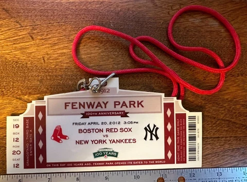 2012 Fenway Park 100th Anniversary Plastic Commemorative Ticket Red Sox Yankees Cover
