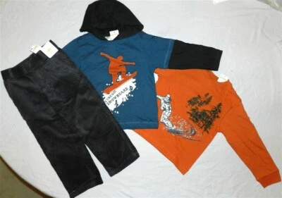 Pant Set Gray Gymboree Corduroy 3pc 2 Tops School Fall Winter Boy size 4 New - Image 1 of 4