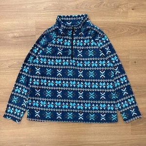 Canyon Sky Vintage Crazy Abstract Fleece 1/4 Zip Jacket Blue Women's 2XL - Picture 1 of 3