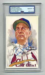 ENOS SLAUGHTER SUPERB GEM MINT 10 PSA/DNA SIGNED PEREZ STEELE POST CARD-TOUGH - Picture 1 of 1