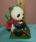 Danbury Mint Christmas Ornament Baby Panda Bear riding a Toboggan Sled* Tag *Exc