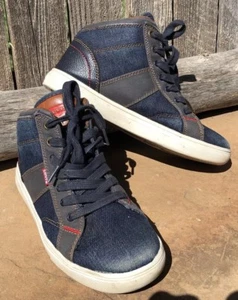 Levi's Kids Youth Shoes Sz 5(37) Blue Jean Canvas Sneaker High Top Athletic - Picture 1 of 11