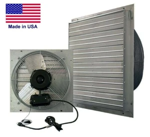 24" Shutter Exhaust Fan - 5850 CFM - 115 V - 2 Speed - Direct Drive - Aluminum - Picture 1 of 3