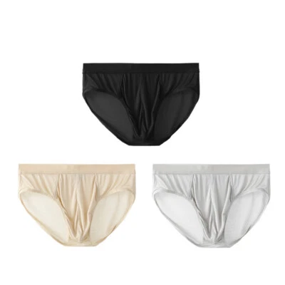 3pcs 100% mulberry silk underwear for men U briefs thin silk Underpants knickers - Image 1 of 4