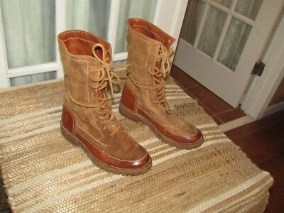 Botas de exterior Frye 76721 para mujer talla 7 B marrón gamuza cuero con cordones media pantorrilla Foto 1 de 4