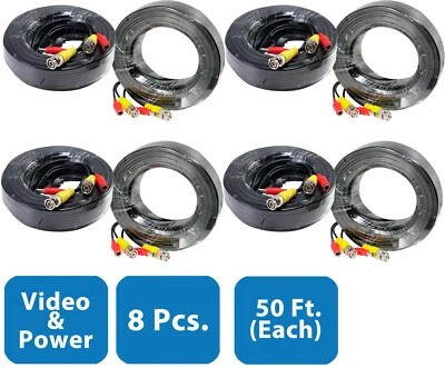 8x 50 Feet Video and Power Ready Made Security Camera Connection Cable  - Image 1 of 4