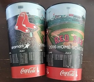 ZWEI Boston Red Sox 2016 Spielplan Fenway Park Souvenir Tasse Aramark Coca Cola - Bild 1 von 4