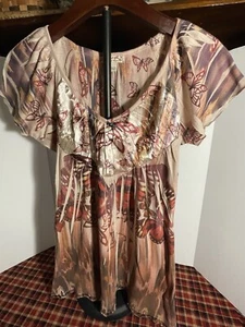 energe world wear Ladies M Top Butterflies, shades of orange, brown - Picture 1 of 19
