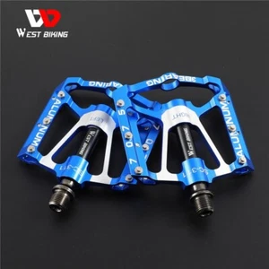 WEST BIKING Bicycle Pedals 3 Sealed Bearing Aluminum MTB Road Bike Pedal Blue - Picture 1 of 16