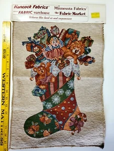 Vintage 1990's Christmas Stocking Tapestry Fabric Swatch Craft Or Wall Hanging - Picture 1 of 3