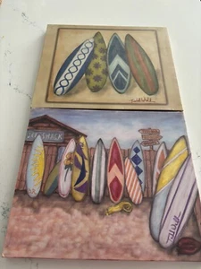 Beach Wall Art, Surfboards - Two 10" x 12" Canvas Prints - Picture 1 of 4