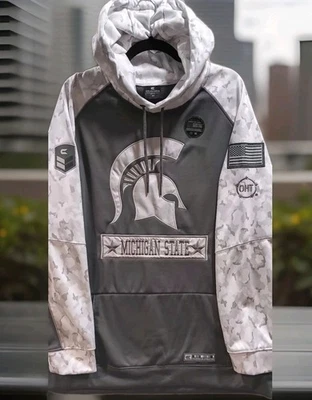 Sudadera con Capucha Militar Michigan State Spartans Para Hombre XXL Camuflada Coliseo Atlética Gris Foto 1 de 4