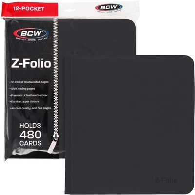 Carpeta de tarjetas coleccionables LX con cremallera de 12 bolsillos (negro) | Carpeta de colección de tarjetas Foto 1 de 4
