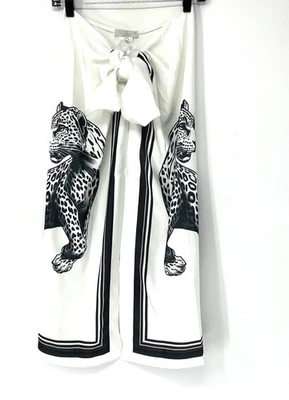 Colección Armario Leopardo Gráfico Blanco Midi Corbata Frontal Falda Mujer’s Mediana Foto 1 de 4