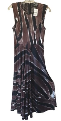 Rachel Comey-NUEVO CON ETIQUETAS- Impresionante Vestido Estampado Seda Negro Marrón-8 Foto 1 de 4