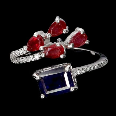 Anillo de plata esterlina Black Friday zafiro octágono 8x6 mm rubí joyería natural 8 Foto 1 de 4