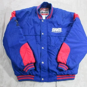 VINTAGE New York Giants Jacket Mens XL Quilted Snap Front Blue Red NFL Football - Picture 1 of 15