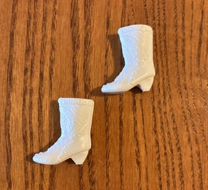 Vintage Barbie Clone Cowboystiefel weiß Western unbeschriftet Stern - Bild 1 von 3