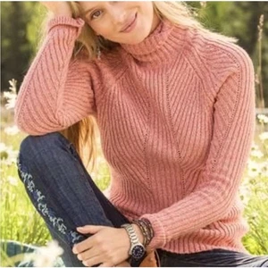 SUNDANCE Sweater Small Toasty Dimensions Turtleneck Ribbed Fitted Heather Knit  - Picture 1 of 11