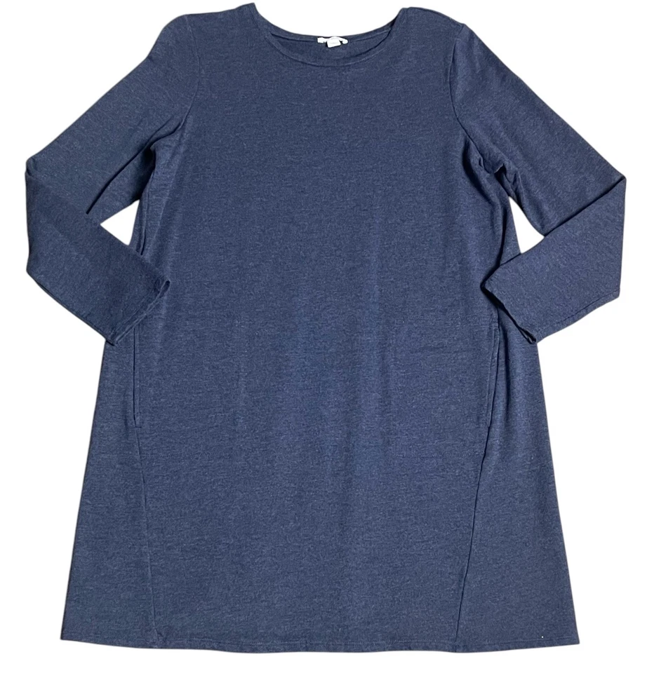 Vestido J.Jill PureJill Manga Larga Tejido Pequeño M Pima Algodón Modal Azul Túnica Foto 1 de 4
