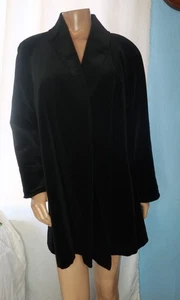 Vintage DUMAS Black Velvet Evening Swing Coat Size M/L Pockets - Picture 1 of 8