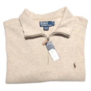 Polo Ralph Lauren Cotton Knit Quarter-Zip Pullover Beige Size LT Large Tall NWT - Picture 1 of 16