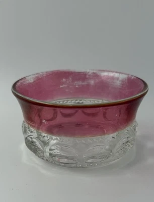 Decorative Ruby Stained Thumbprint Glass Bowl - Image 1 of 4