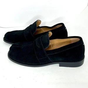Tabi Split Toe Shoes Mens Size 7.5 Black Suede Penny Loafer Minimalist Statement - Picture 1 of 8