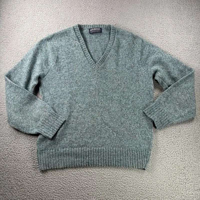 Puritan Sweater Sz L V Neck Lightweight Shetland Wool Spun Scotland Made USA - Image 1 of 4