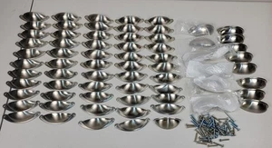 BRUSHED NICKEL 69 pcs Vintage Large Shell Pulls Handles Cabinet Drawer 4"-3.5"L - Picture 1 of 11