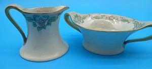 Floral handbemalt T&V Limoges Frankreich Krug & Schale Künstler signiert Glanzware - Bild 1 von 10
