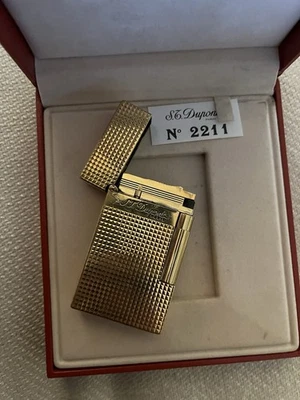 ST Dupont Ligne2 Feuerzeug, vergoldet Carre Linie 2 Gold kartiert Paris Vintage  - Bild 1 von 4
