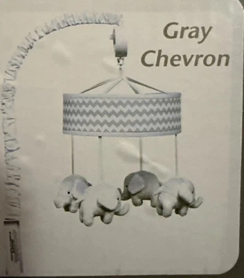 Dove Gray Musical Baby Crib Mobile with Elephants Plays Brahms Lullaby#26 - Image 1 of 4