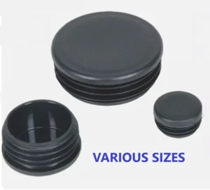 12~76mm Rund Kunststoff Schwarz Blind Endkappe Kappen Rohr Rohreinsätze Stopfen - Picture 1 of 11